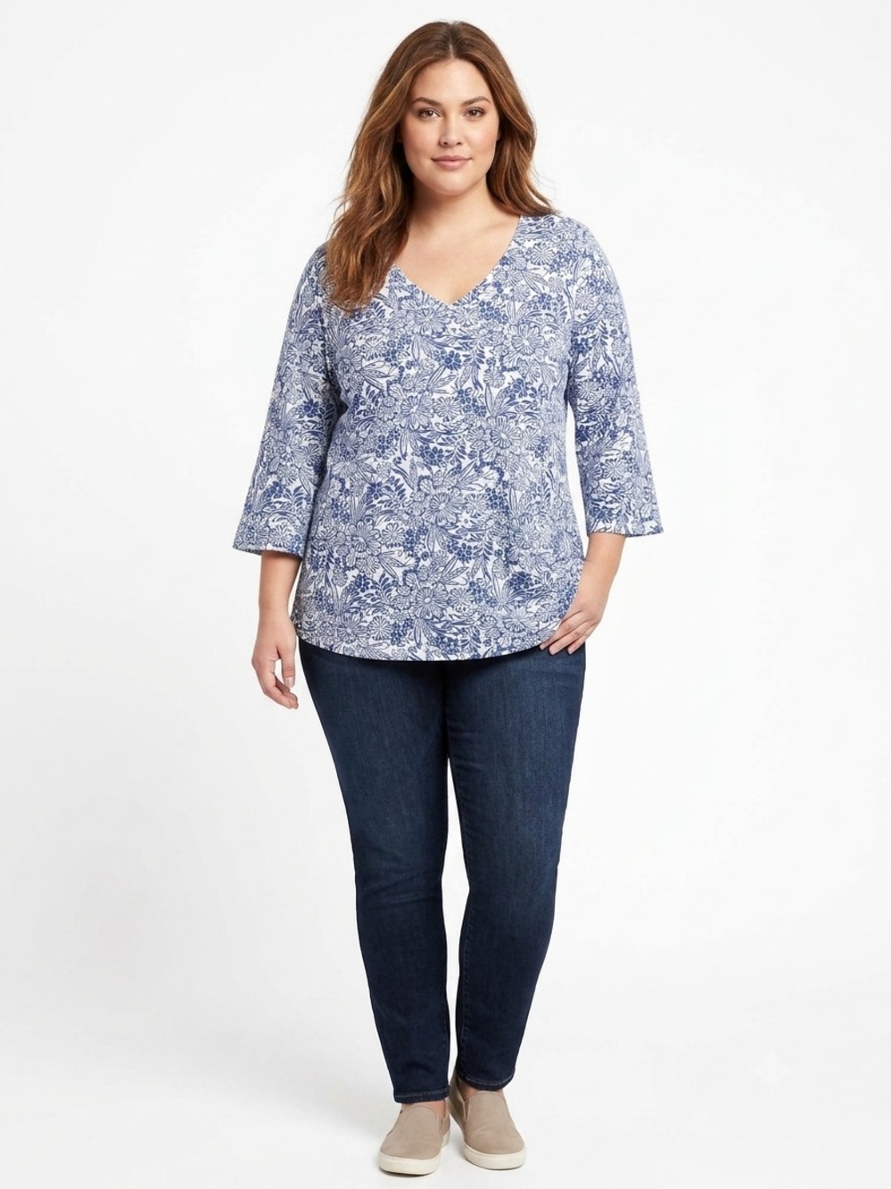Rachel Zoe NWOT Cotton Floral V-Neck Tunic Top
